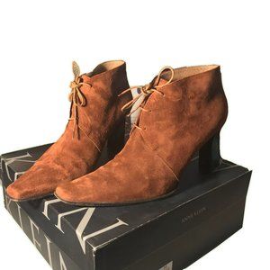 Vintage Anne Klein sz 8.5 Suede Leather Lace-Up Heels
